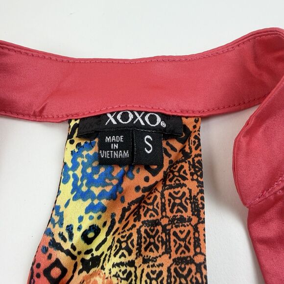 XOXO Top Ruffle Front  Womens Small Multi Colorful Satin Y2K Fairy Whimsical - Picture 2 of 13